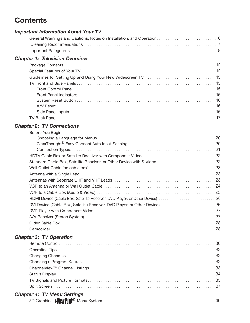 MITSUBISHI ELECTRIC WD-62530 User Manual | Page 4 / 88