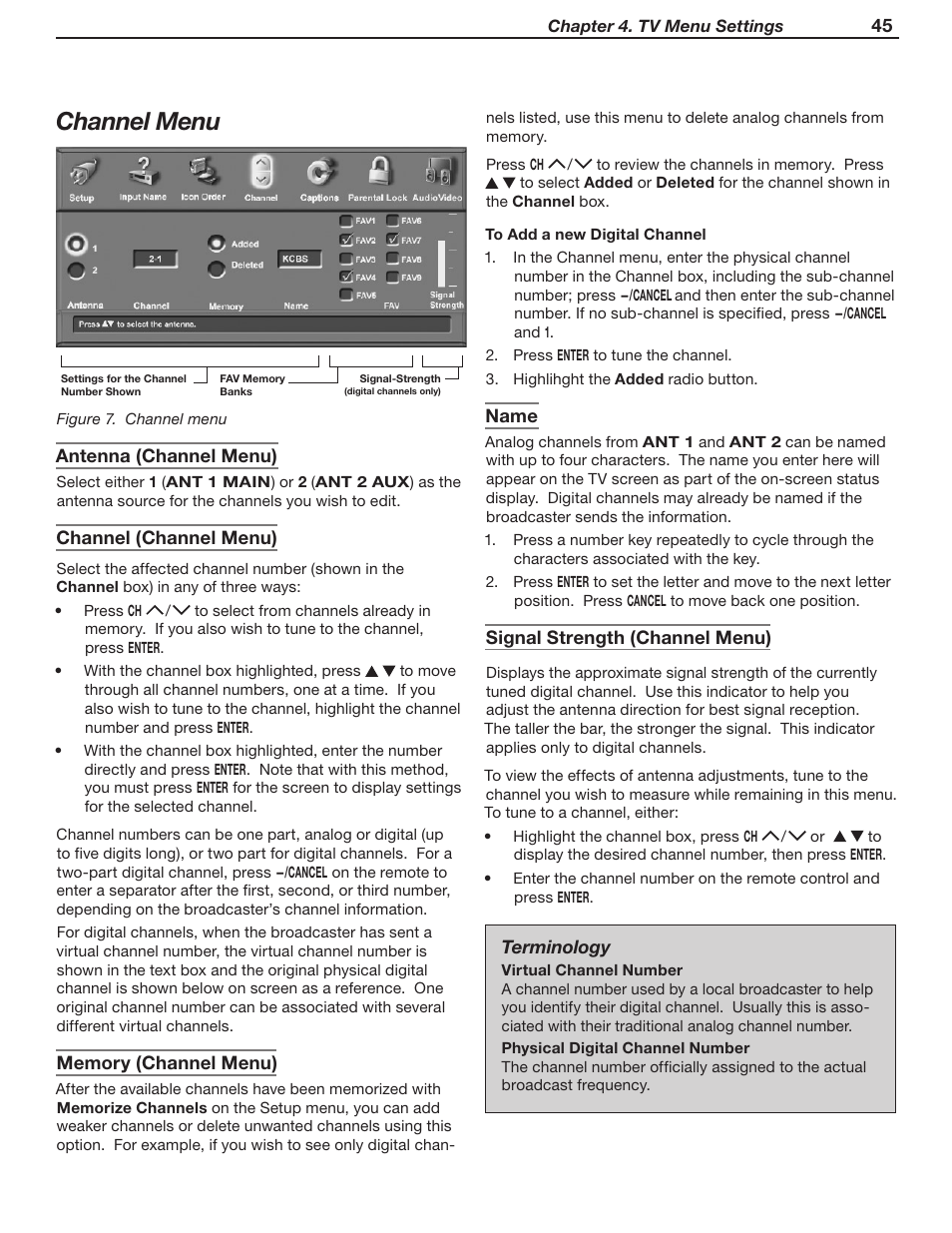 Channel menu | MITSUBISHI ELECTRIC WD-62530 User Manual | Page 45 / 88