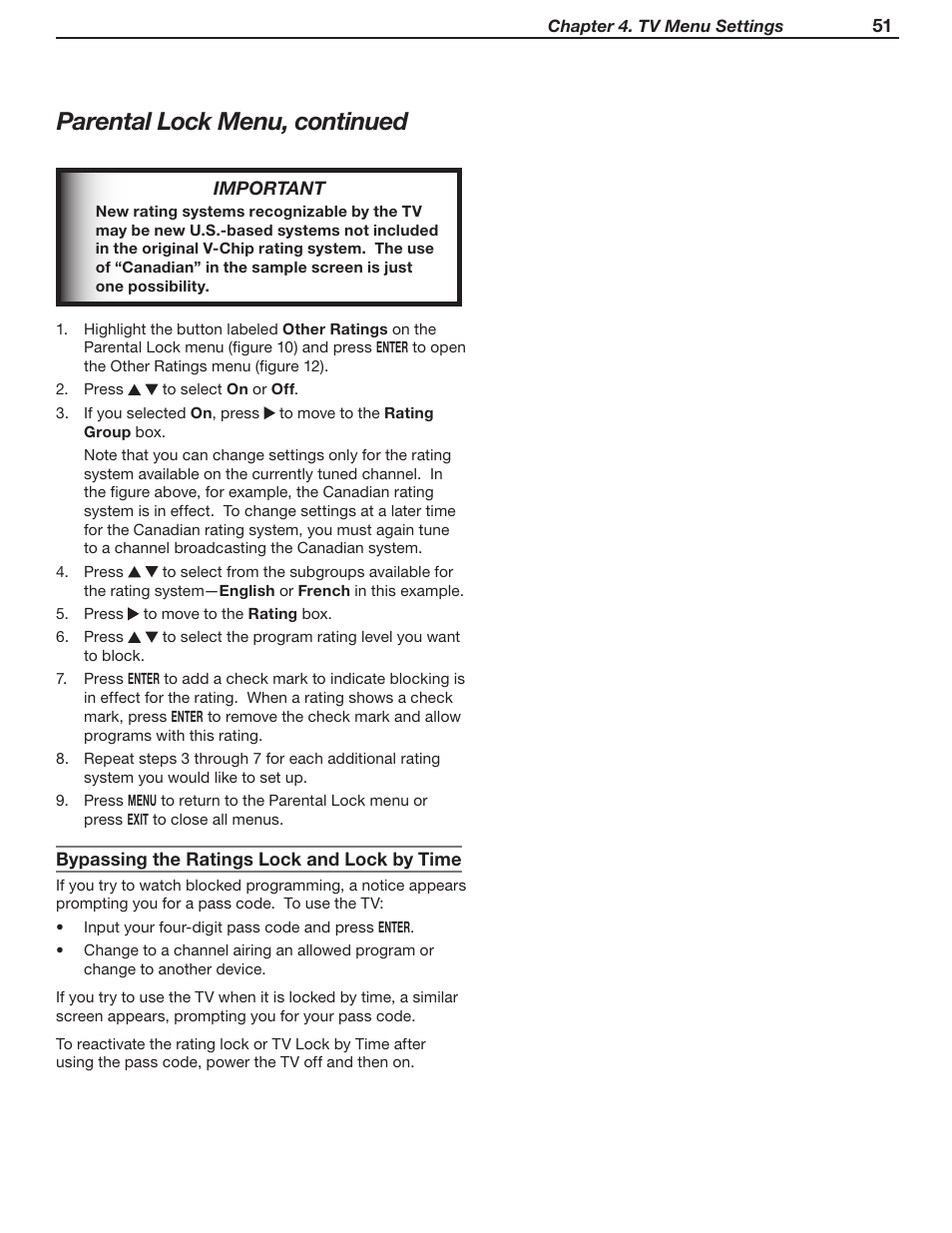 Parental lock menu, continued | MITSUBISHI ELECTRIC WD-62530 User Manual | Page 51 / 88