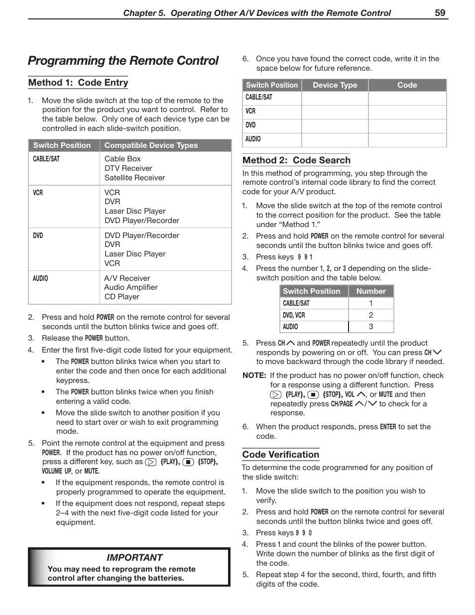 Programming the remote control | MITSUBISHI ELECTRIC WD-62530 User Manual | Page 59 / 88