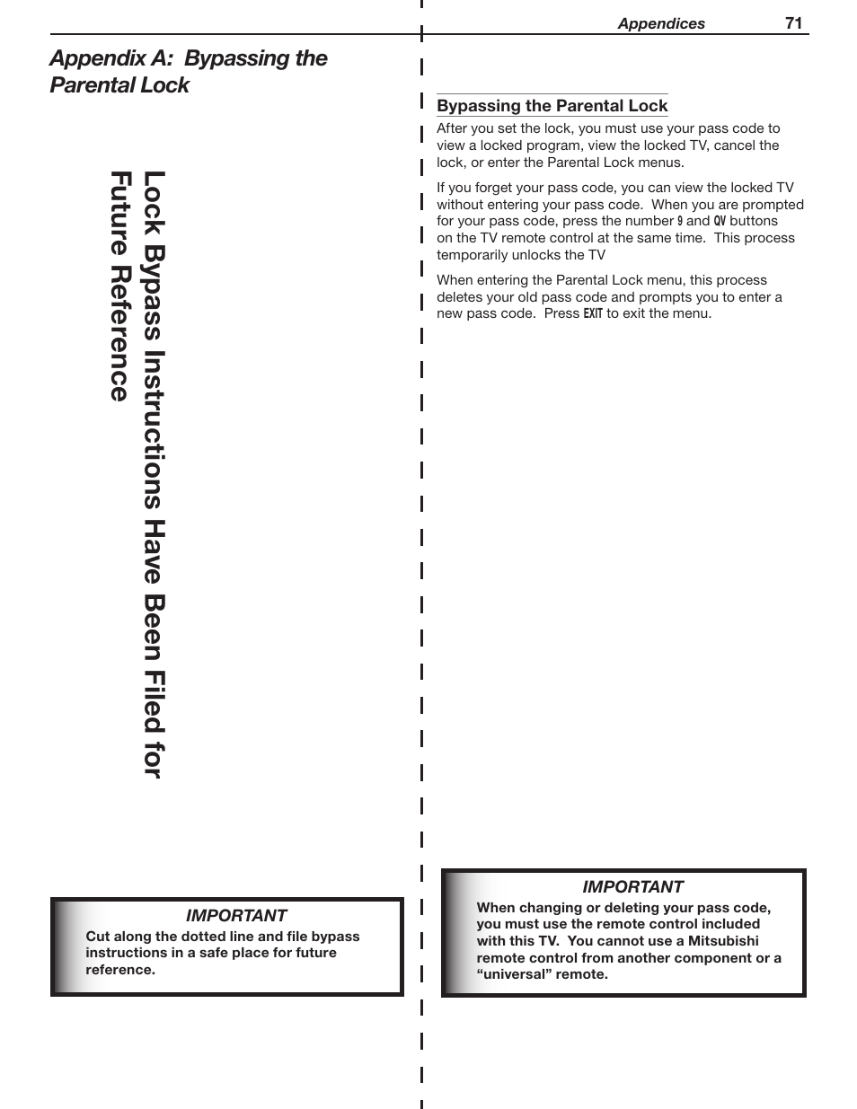 MITSUBISHI ELECTRIC WD-62530 User Manual | Page 71 / 88