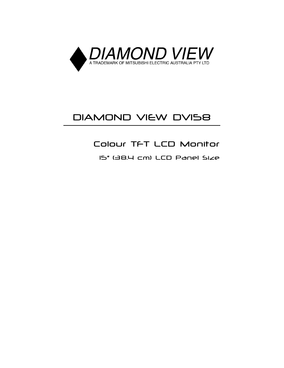 MITSUBISHI ELECTRIC DV158 User Manual | 25 pages