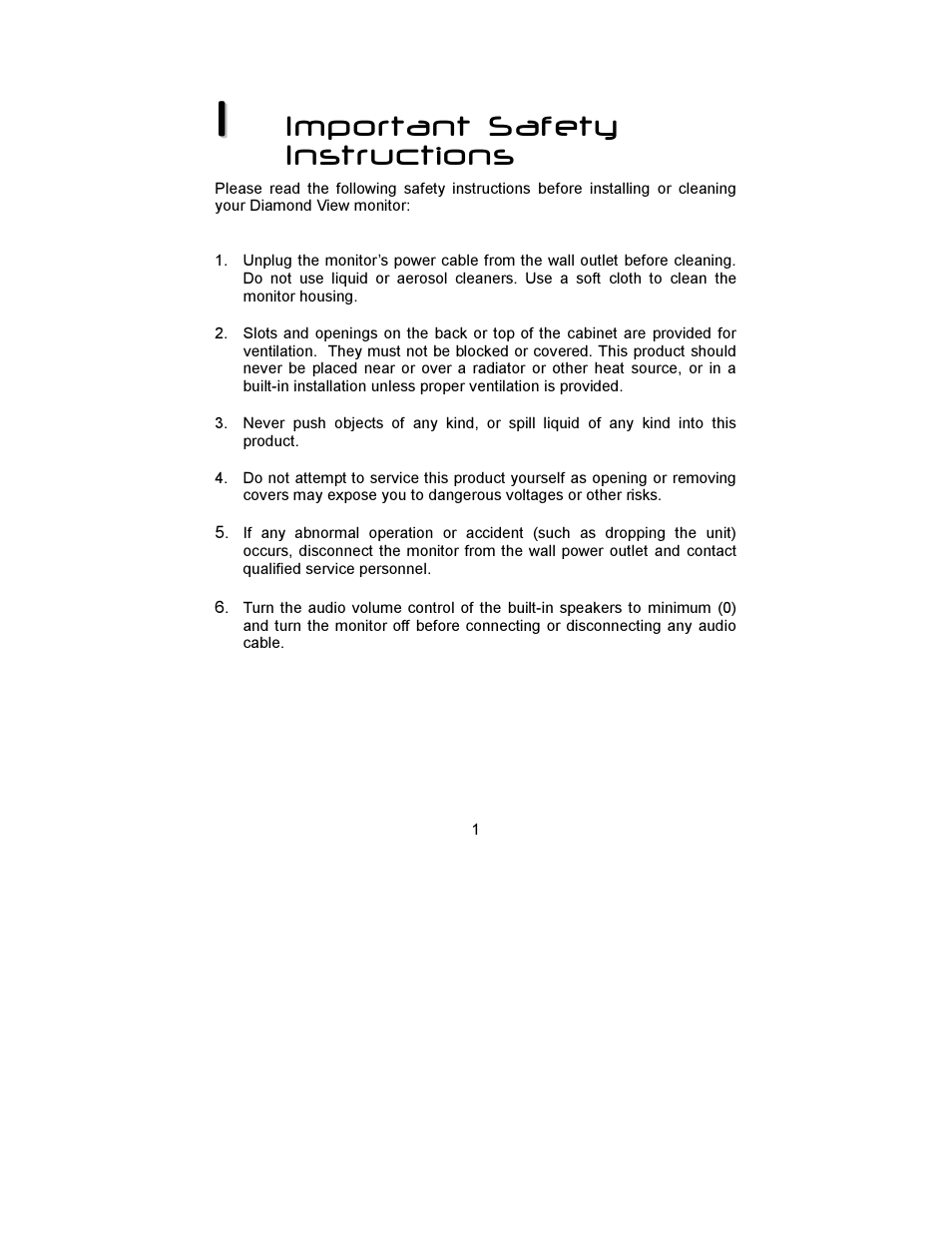 Important safety instructions | MITSUBISHI ELECTRIC DV158 User Manual | Page 5 / 25