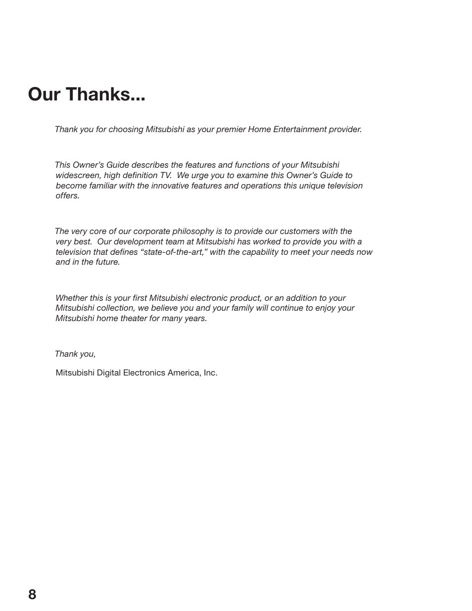MITSUBISHI ELECTRIC WS-48513 User Manual | Page 8 / 110
