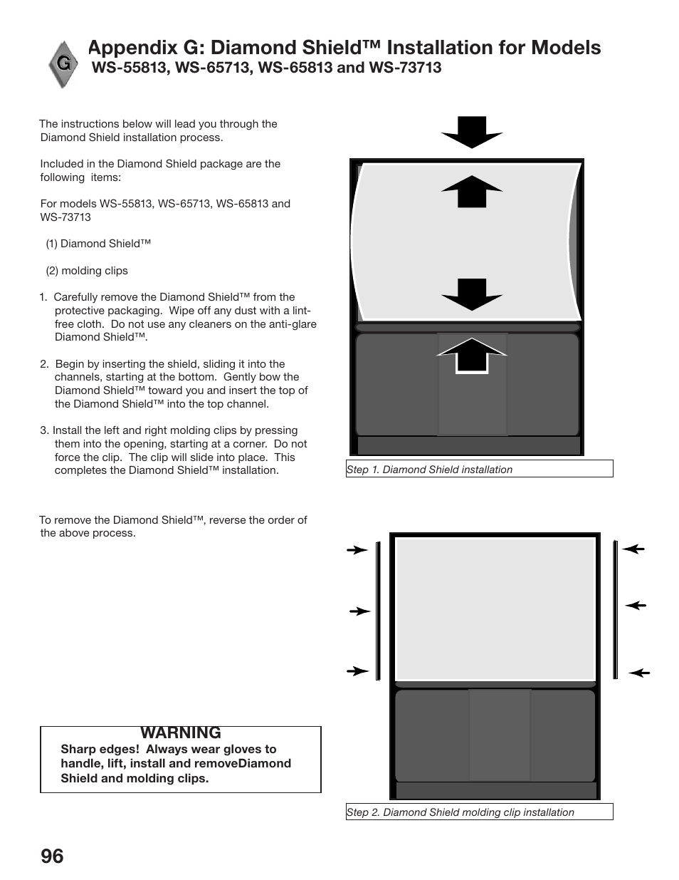 Warning | MITSUBISHI ELECTRIC WS-48513 User Manual | Page 96 / 110