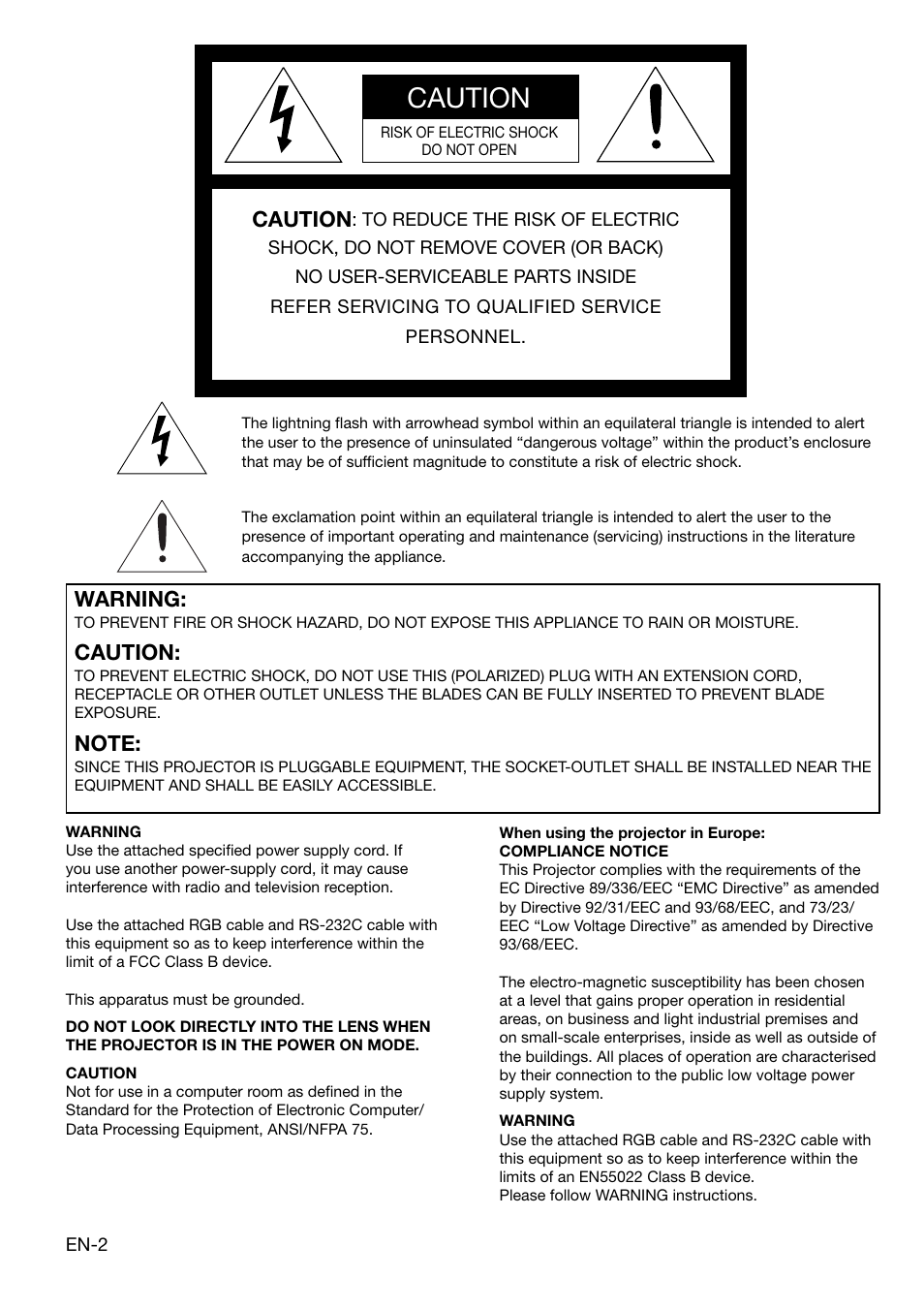 Caution, Warning | MITSUBISHI ELECTRIC XD2000U User Manual | Page 2 / 41