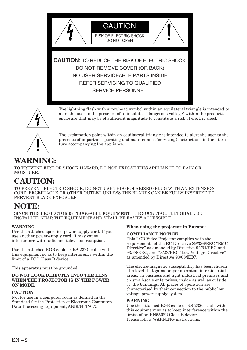 Caution, Warning | MITSUBISHI ELECTRIC XL5U User Manual | Page 2 / 34