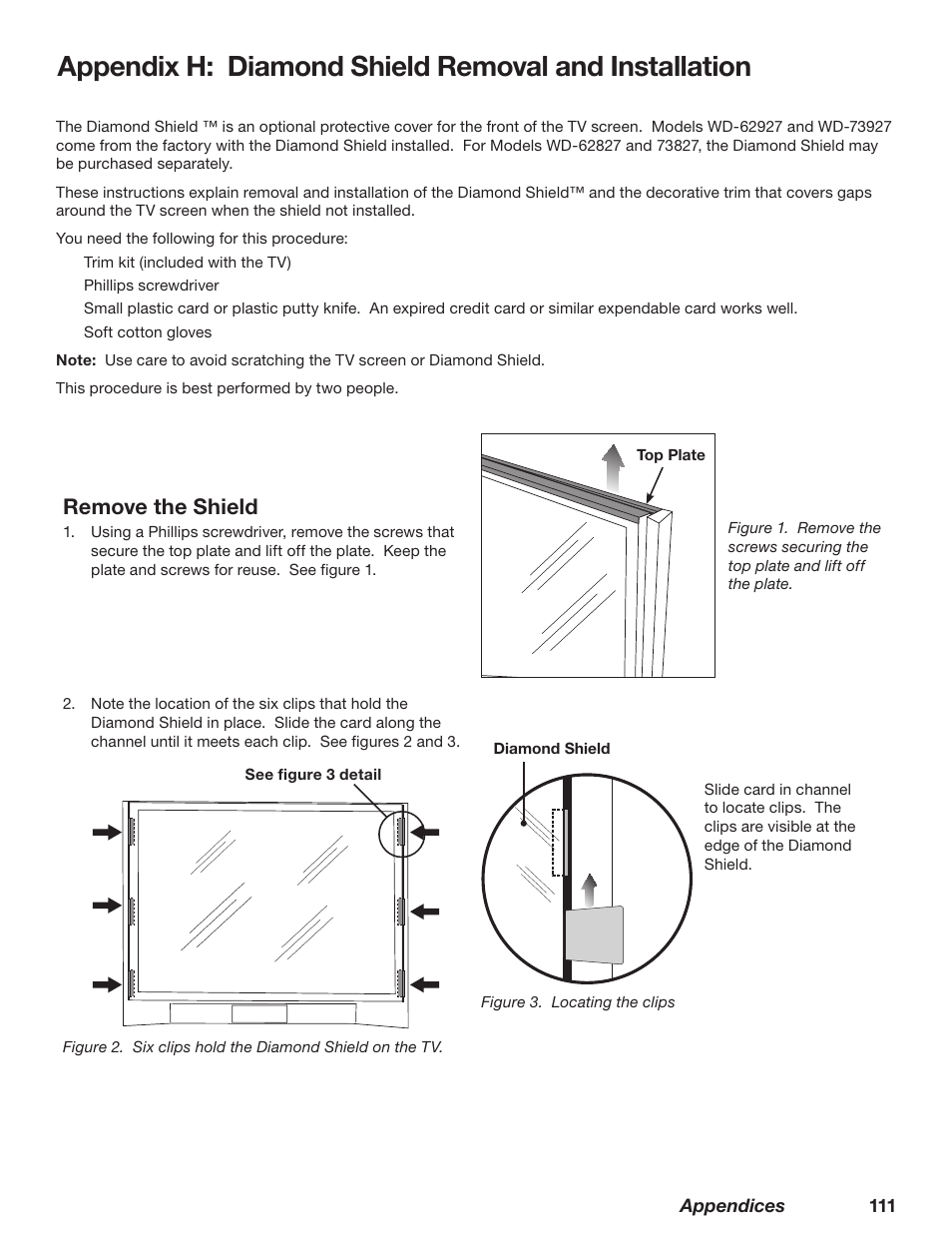 Remove the shield | MITSUBISHI ELECTRIC TM WD-62827 User Manual | Page 112 / 129