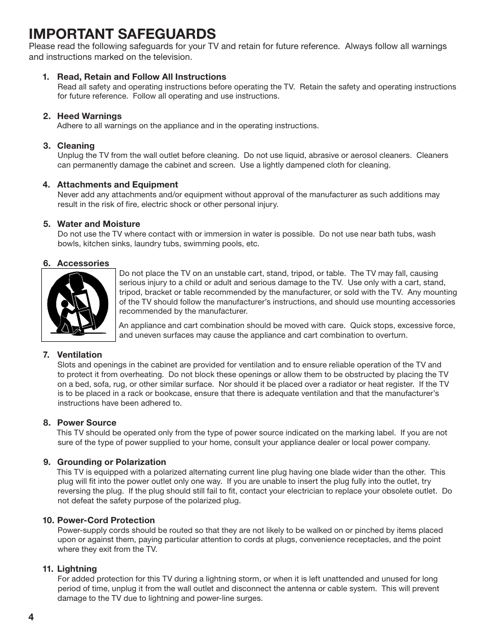 Important safeguards | MITSUBISHI ELECTRIC TM WD-62827 User Manual | Page 4 / 129