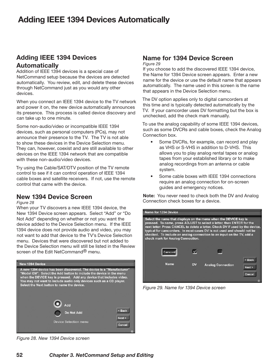 Adding ieee 139 devices automatically, Name for 139 device screen, New 139 device screen | MITSUBISHI ELECTRIC TM WD-62827 User Manual | Page 52 / 129