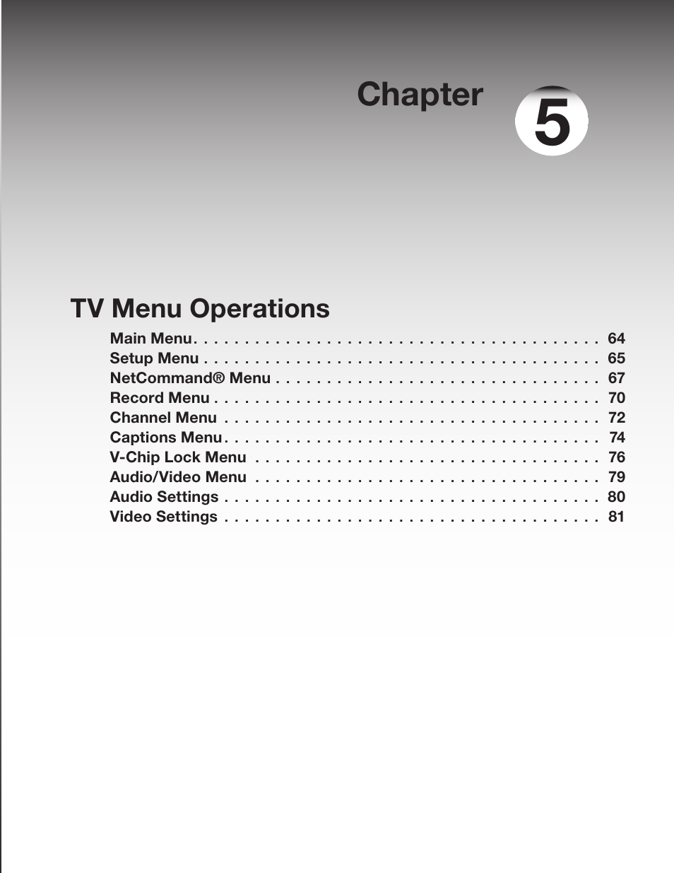 Chapter, Tv menu operations | MITSUBISHI ELECTRIC TM WD-62827 User Manual | Page 63 / 129