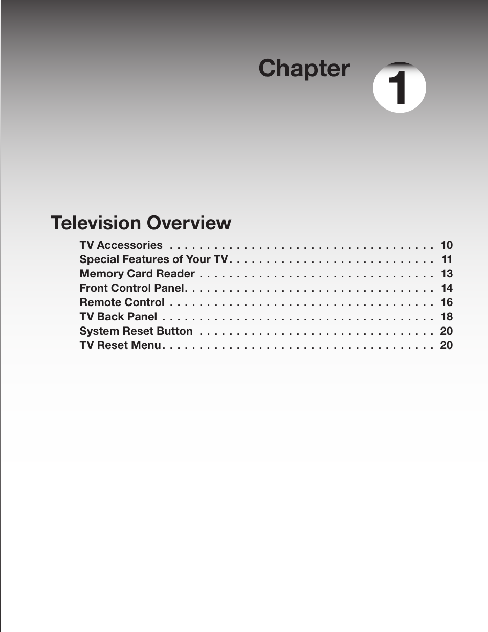 Chapter, Television overview | MITSUBISHI ELECTRIC TM WD-62827 User Manual | Page 9 / 129