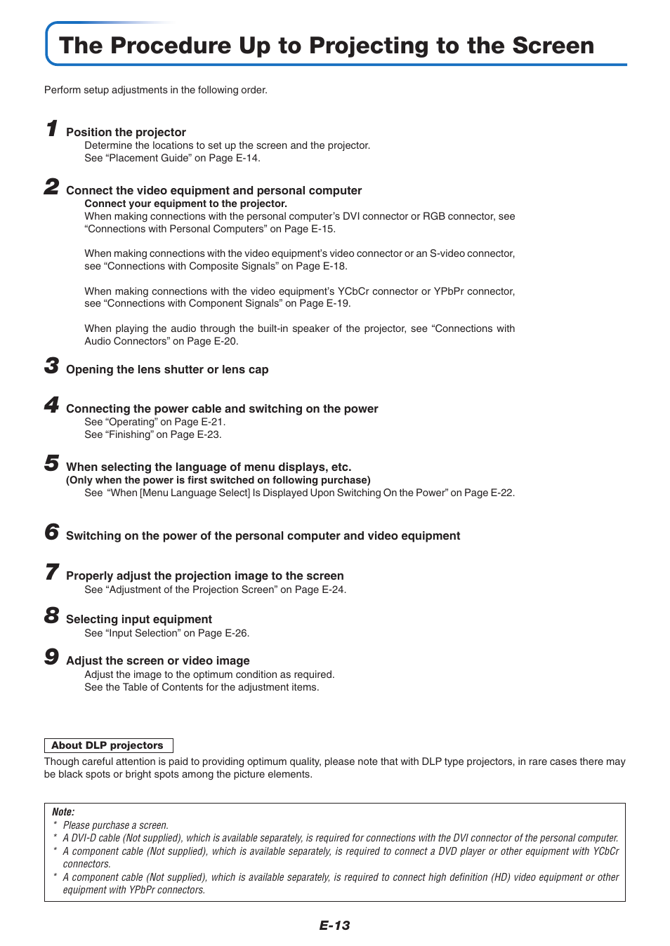 The procedure up to projecting to the screen | MITSUBISHI ELECTRIC XD60U User Manual | Page 14 / 65