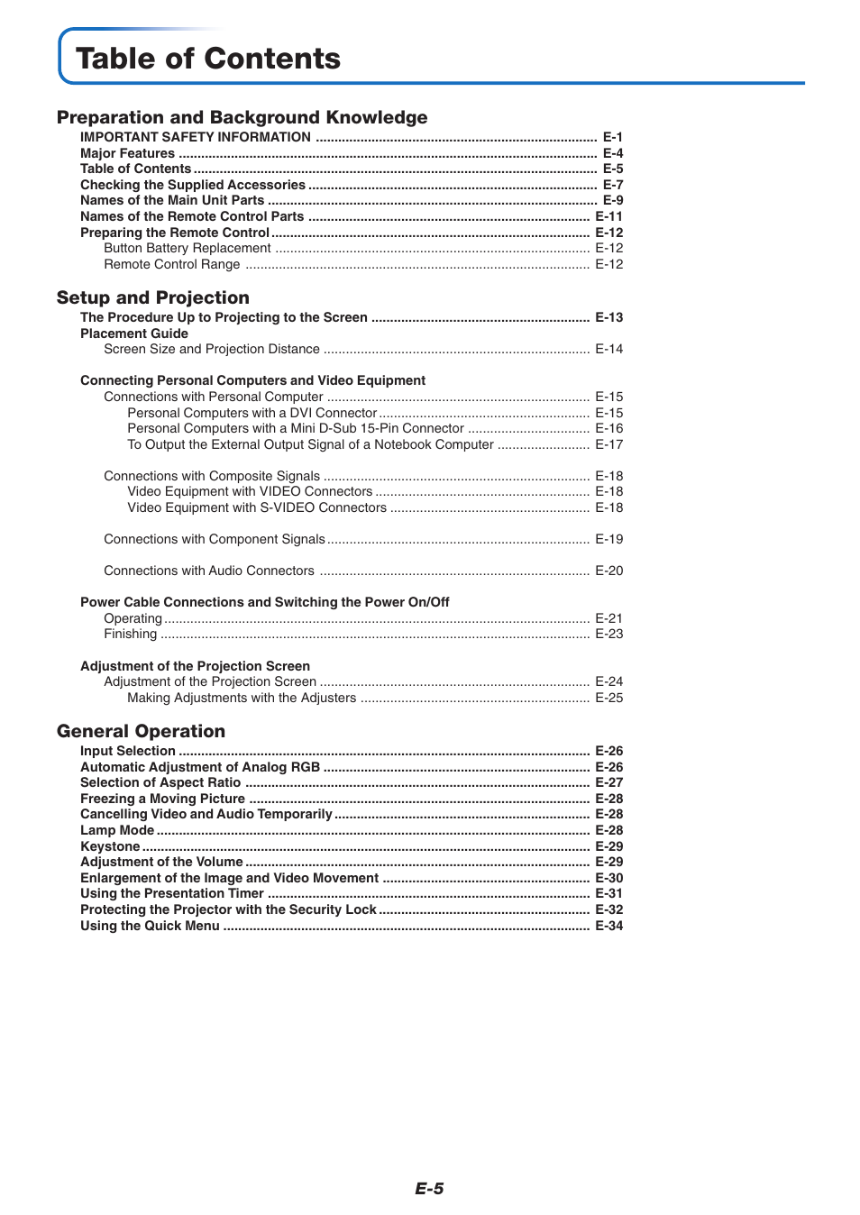 MITSUBISHI ELECTRIC XD60U User Manual | Page 6 / 65