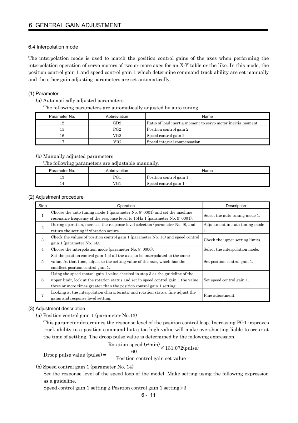 4 interpolation mode, General gain adjustment | MITSUBISHI ELECTRIC Merservo MR-J2S- B User Manual | Page 120 / 236