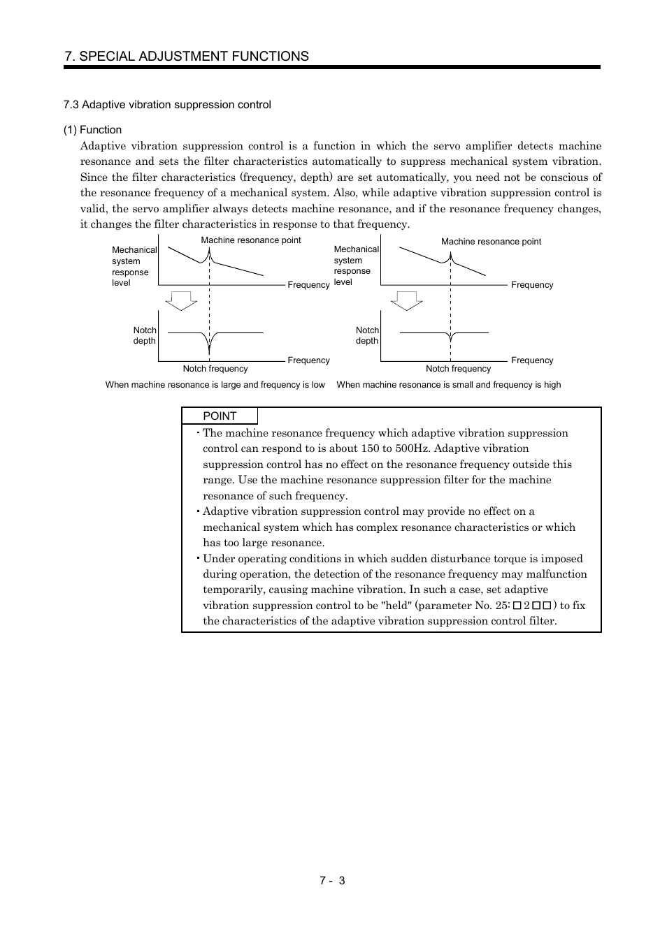 3 adaptive vibration suppression control, Special adjustment functions | MITSUBISHI ELECTRIC Merservo MR-J2S- B User Manual | Page 124 / 236