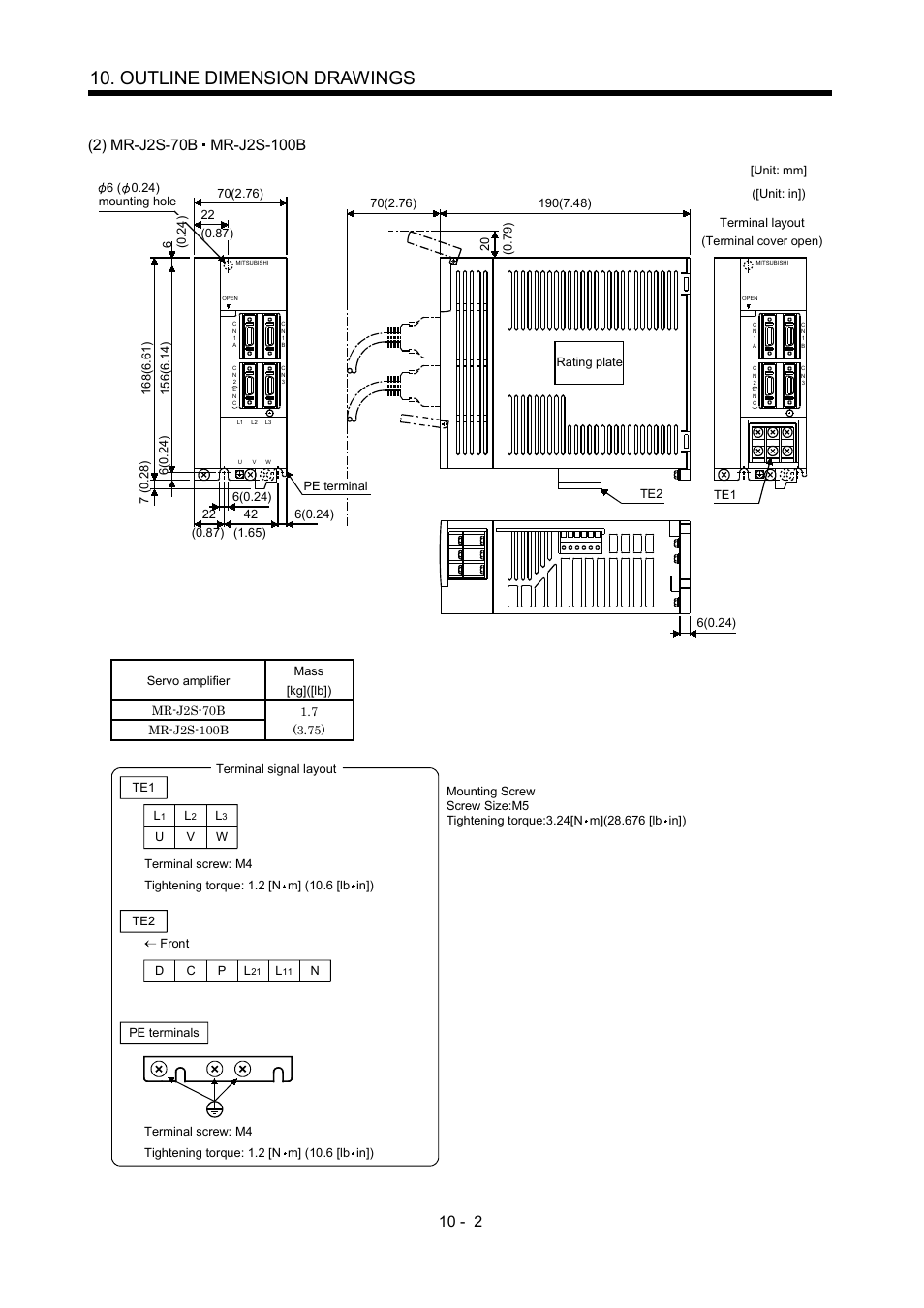 Outline dimension drawings | MITSUBISHI ELECTRIC Merservo MR-J2S- B User Manual | Page 143 / 236