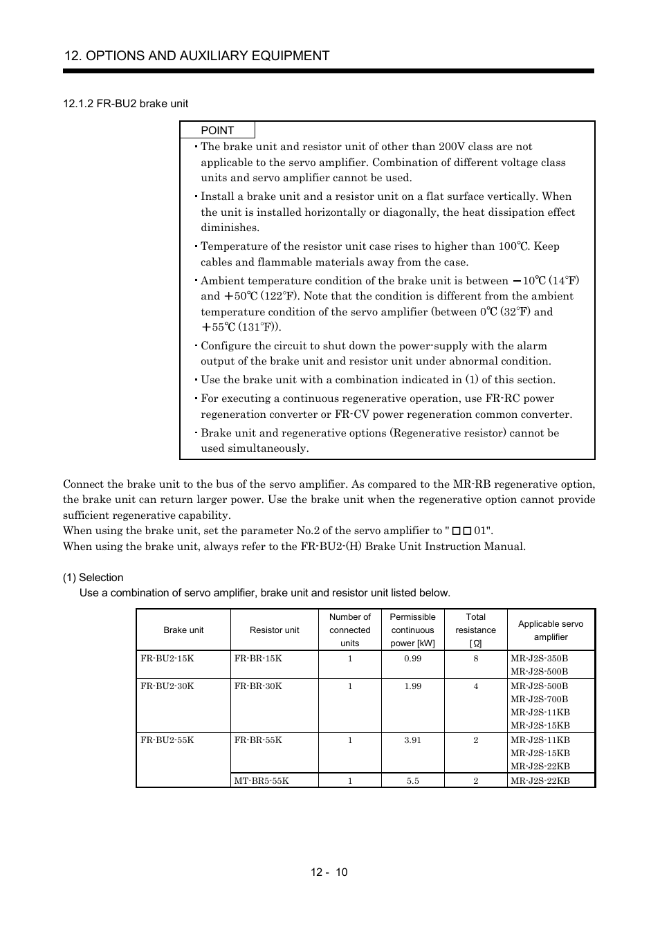 2 fr-bu2 brake unit, Options and auxiliary equipment | MITSUBISHI ELECTRIC Merservo MR-J2S- B User Manual | Page 169 / 236