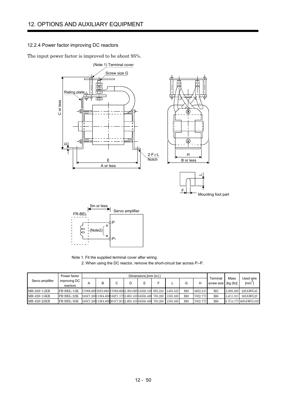 4 power factor improving dc reactors, Options and auxiliary equipment | MITSUBISHI ELECTRIC Merservo MR-J2S- B User Manual | Page 209 / 236