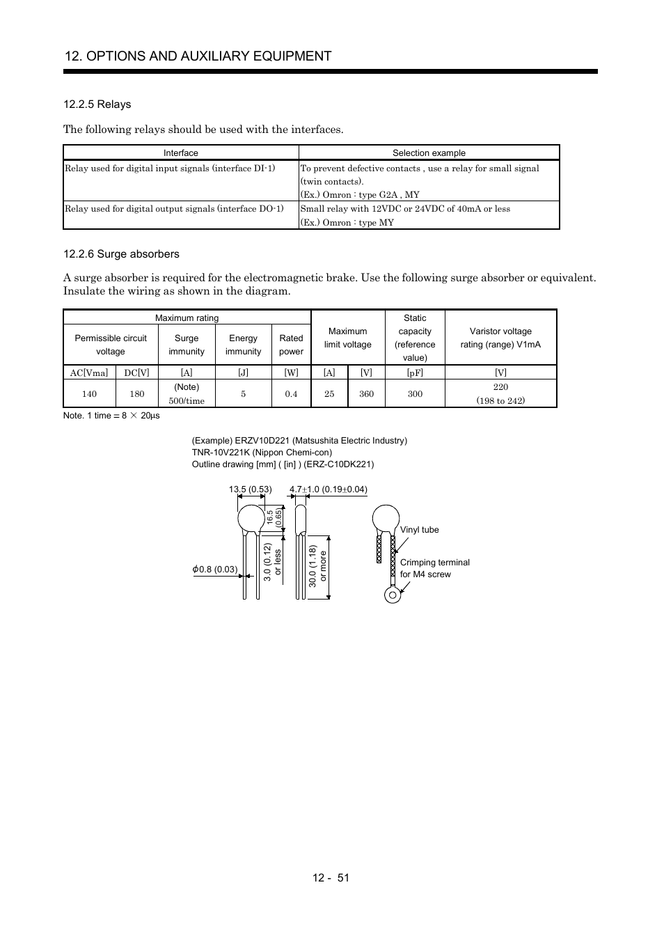 5 relays, 6 surge absorbers, Options and auxiliary equipment | MITSUBISHI ELECTRIC Merservo MR-J2S- B User Manual | Page 210 / 236