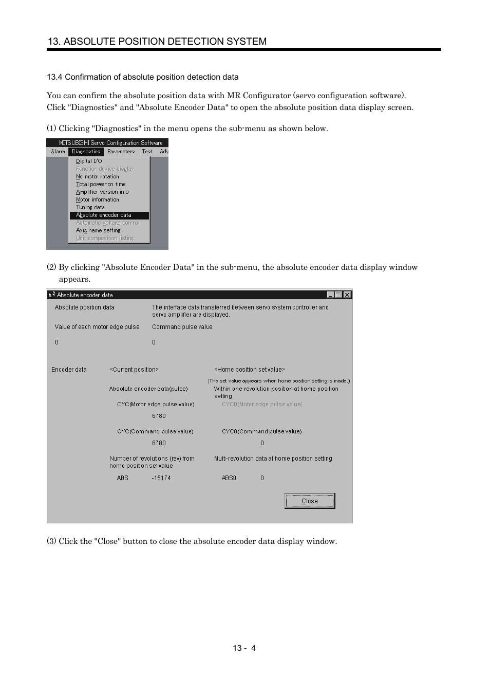 4 confirmation of absolute position detection data, Absolute position detection system | MITSUBISHI ELECTRIC Merservo MR-J2S- B User Manual | Page 227 / 236