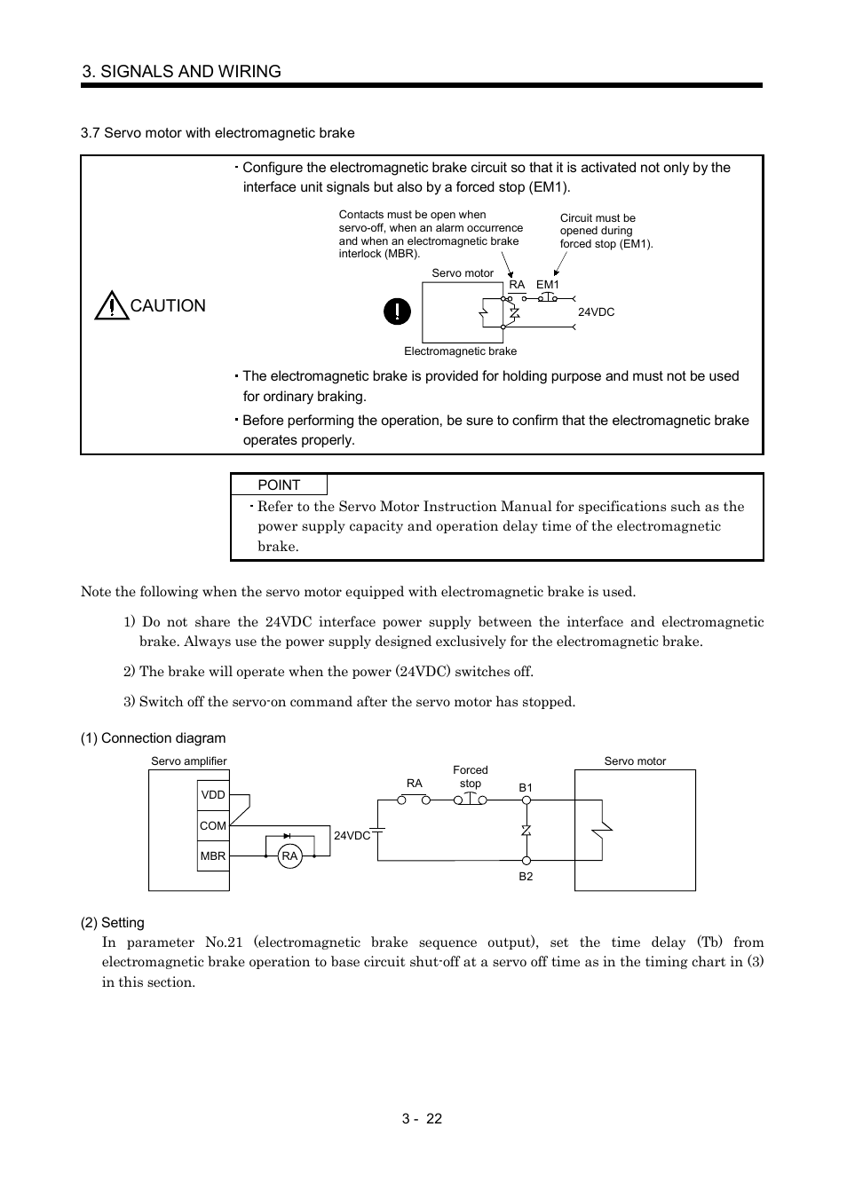 7 servo motor with electromagnetic brake, Signals and wiring, Caution | MITSUBISHI ELECTRIC Merservo MR-J2S- B User Manual | Page 65 / 236