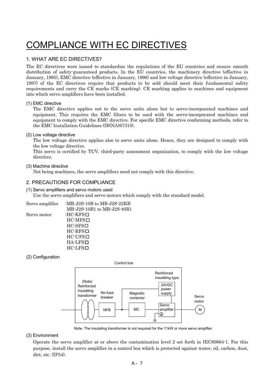 Compliance with ec directives | MITSUBISHI ELECTRIC Merservo MR-J2S- B User Manual | Page 8 / 236