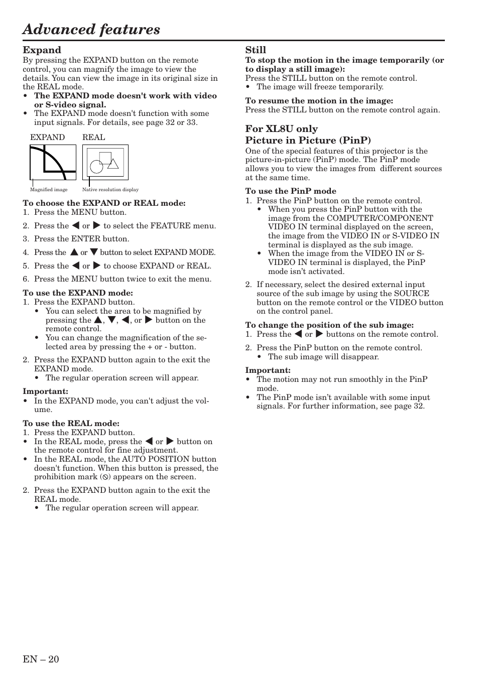 Advanced features | MITSUBISHI ELECTRIC Sl4U User Manual | Page 20 / 34