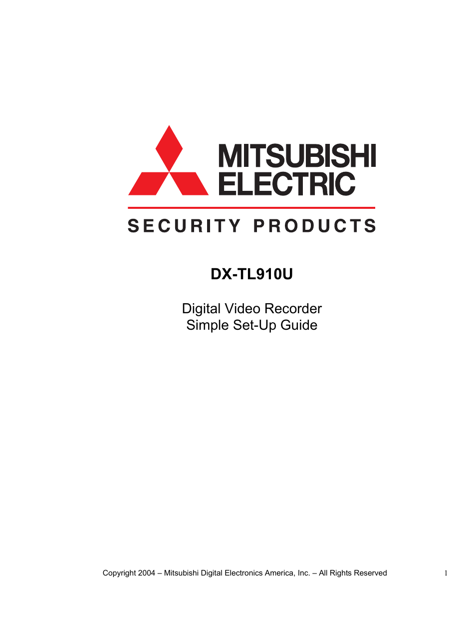 MITSUBISHI ELECTRIC DX-TL910U User Manual | 9 pages