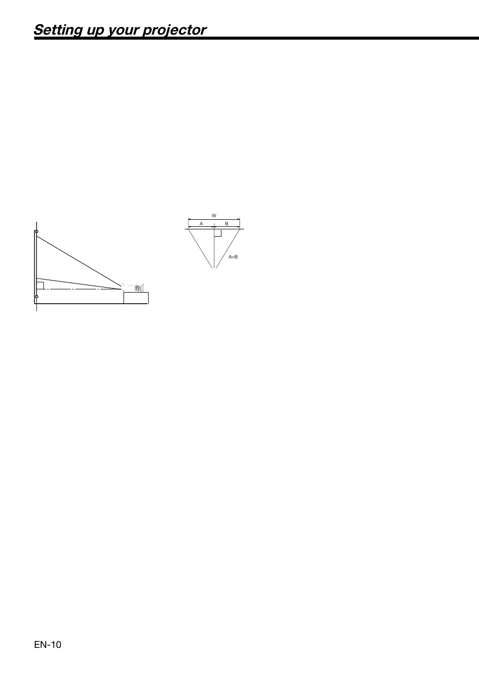 Setting up your projector, En-10 | MITSUBISHI ELECTRIC HD 4000 User Manual | Page 10 / 40