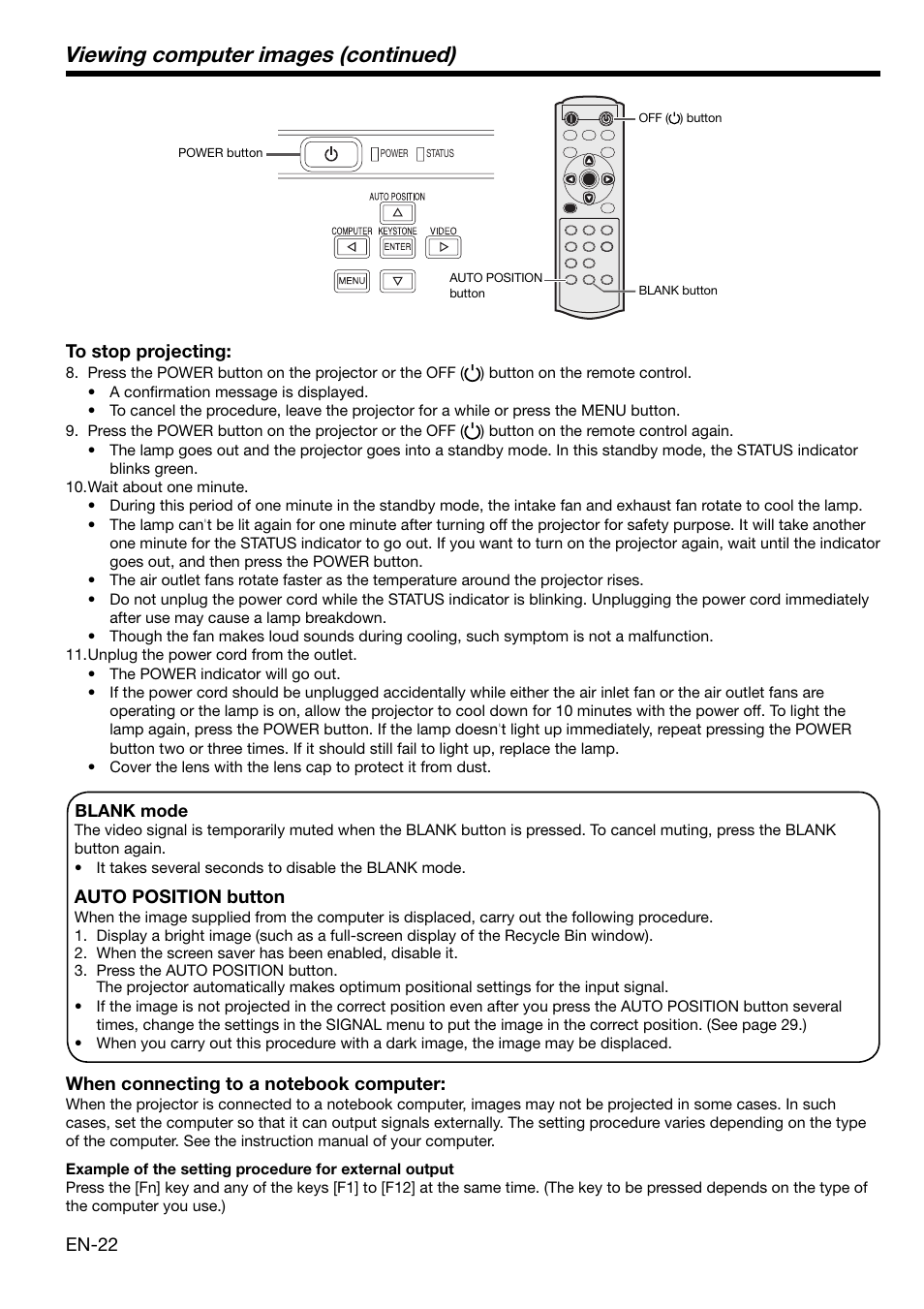 Viewing computer images (continued) | MITSUBISHI ELECTRIC HD 4000 User Manual | Page 22 / 40