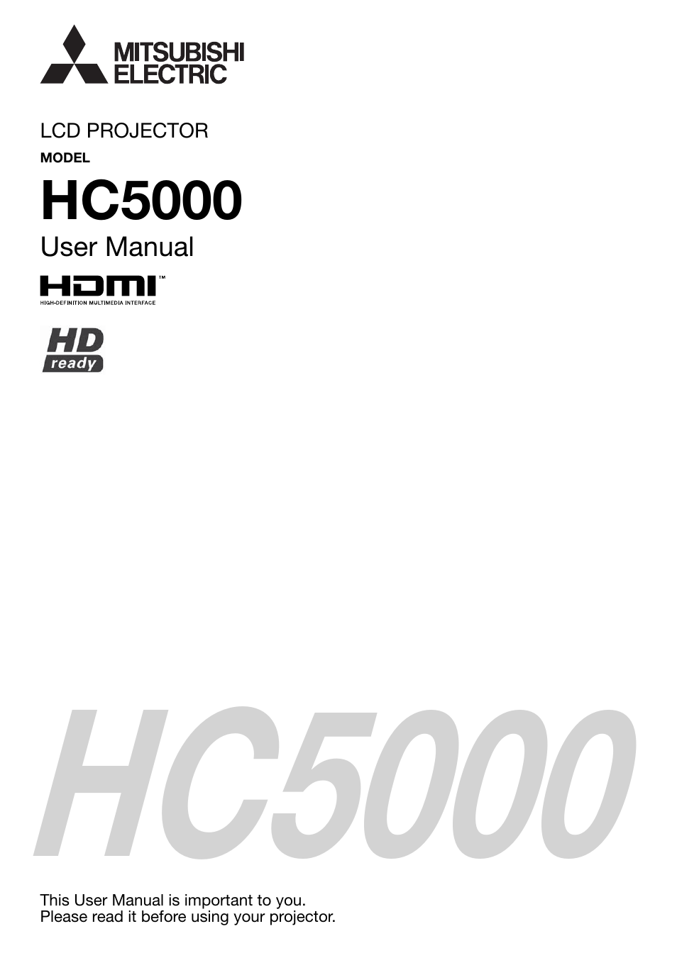 MITSUBISHI ELECTRIC HDMI HC5000 User Manual | 12 pages