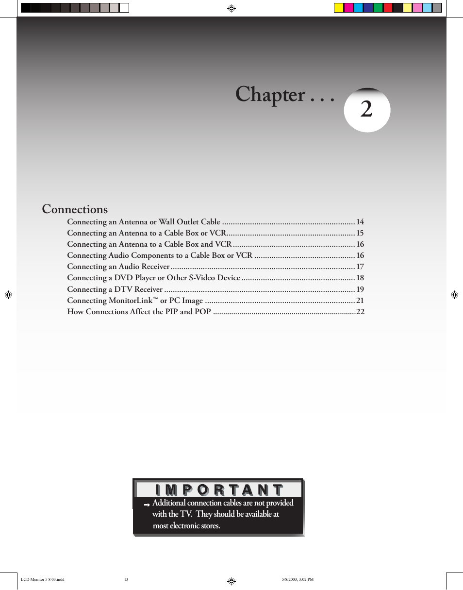 Chapter | MITSUBISHI ELECTRIC LT-2220/LT-3020 User Manual | Page 13 / 68