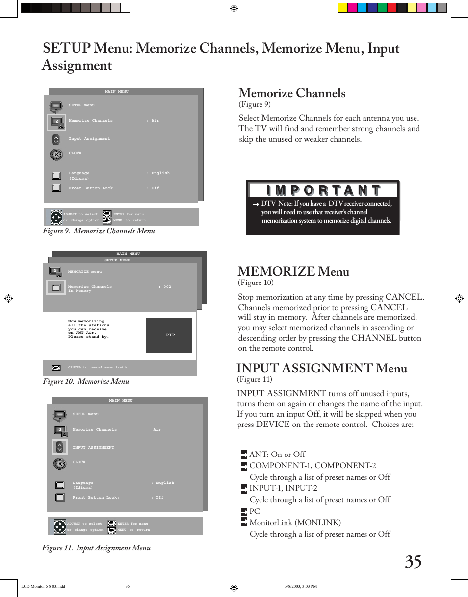 Input assignment menu | MITSUBISHI ELECTRIC LT-2220/LT-3020 User Manual | Page 35 / 68