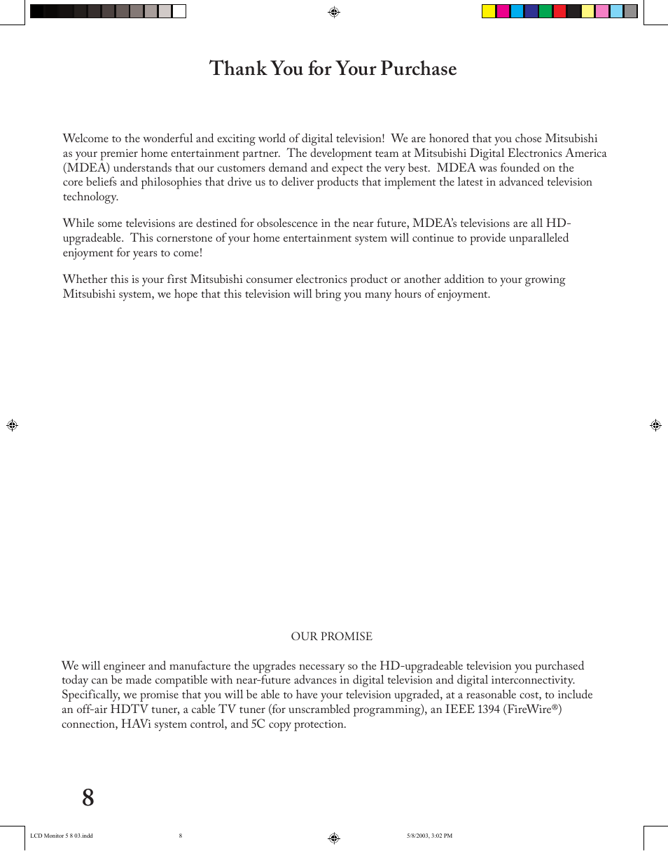 MITSUBISHI ELECTRIC LT-2220/LT-3020 User Manual | Page 8 / 68