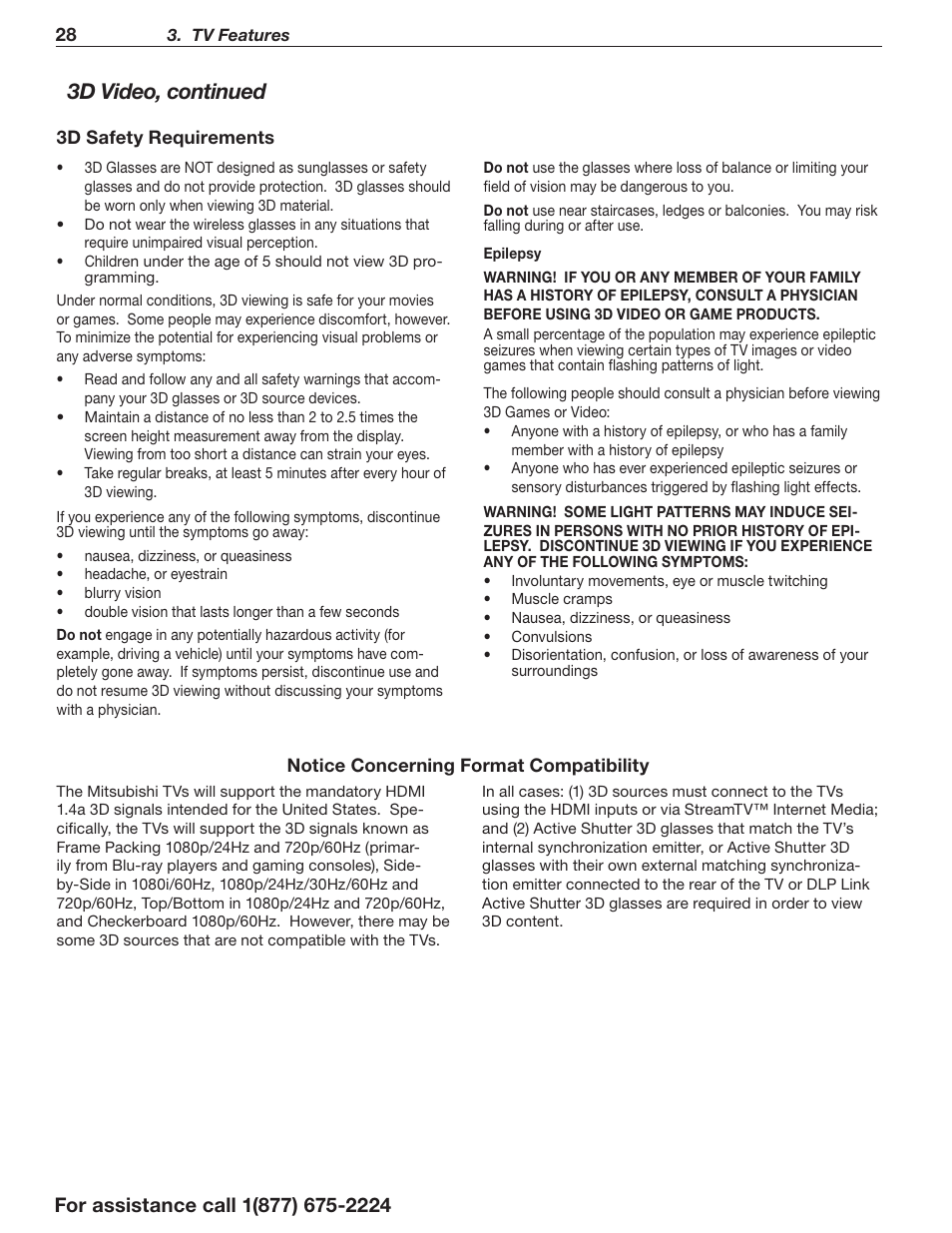 3 d video, continued | MITSUBISHI ELECTRIC Mitsubishi Electric Laservue L75-A94 User Manual | Page 28 / 44
