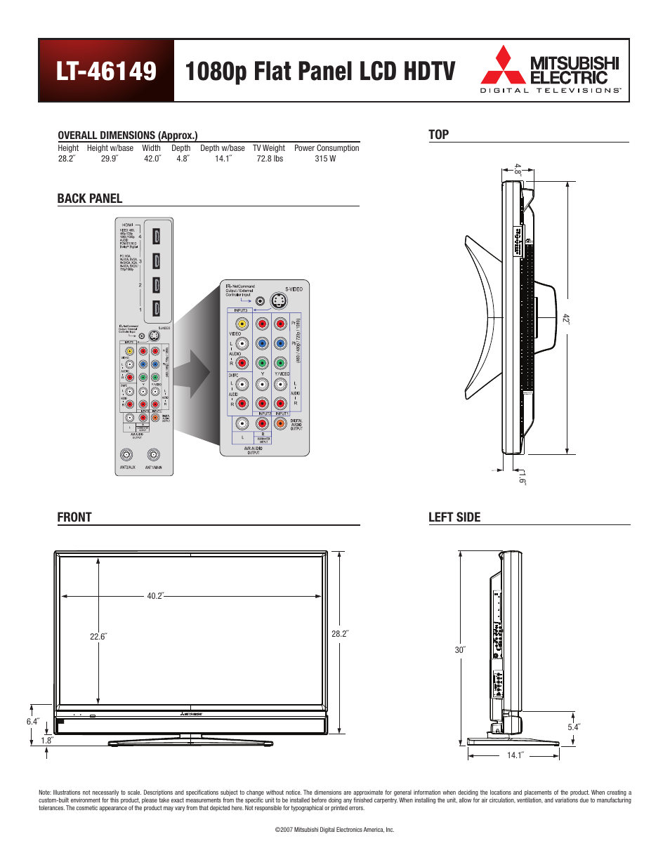 MITSUBISHI ELECTRIC LT-46149 User Manual | 2 pages