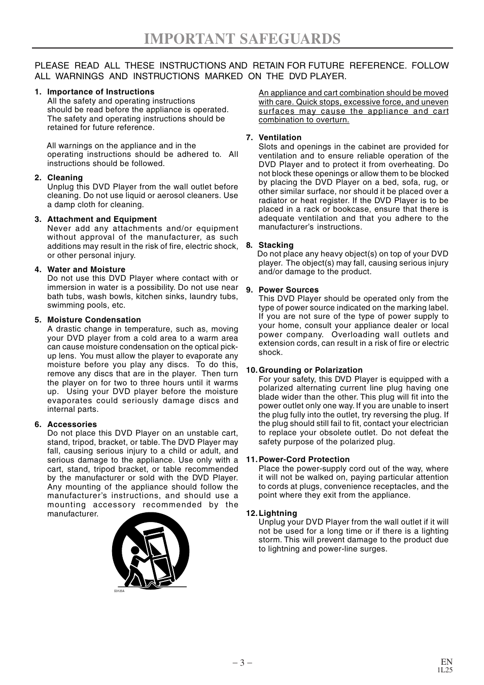 Important safeguards | MITSUBISHI ELECTRIC DD-6040 User Manual | Page 3 / 40