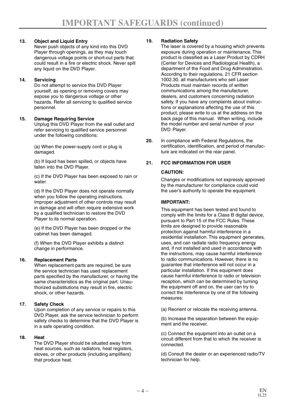 Important safeguards (continued) | MITSUBISHI ELECTRIC DD-6040 User Manual | Page 4 / 40