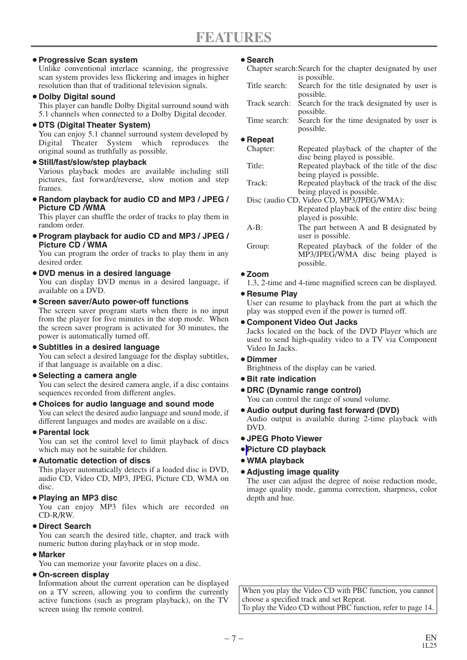 Features | MITSUBISHI ELECTRIC DD-6040 User Manual | Page 7 / 40