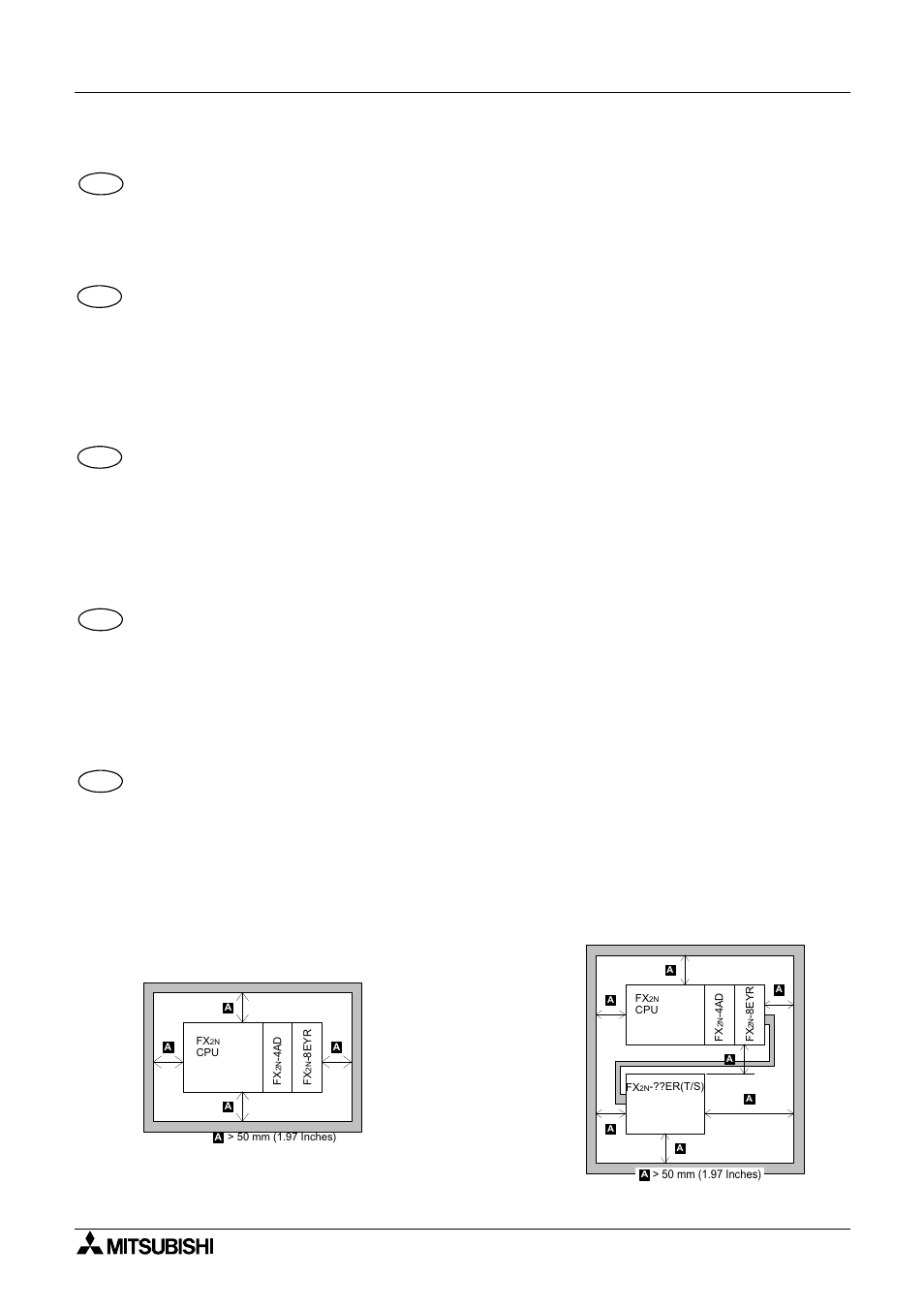 4 plc mounting arrangements, 4 montage de l’api, 4 montage der sps | 4 montaggio del plc, Figure 3.2: figure 3.3 | MITSUBISHI ELECTRIC FX 2N -16 User Manual | Page 45 / 126