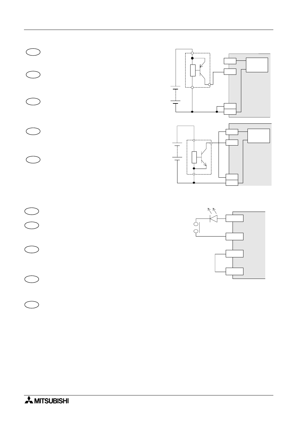 External supply, 3 diodes and inputs connected in series, Alimentation externe | 3 diodes et entrées montées en série, Externe versorgung, 3 dioden und eingänge in reihe geschaltet, Alimentazione esterna, 3 diodi e ingressi in serie, Alimentación externa, 3 diodos y entradas conectados en serie | MITSUBISHI ELECTRIC FX 2N -16 User Manual | Page 71 / 126