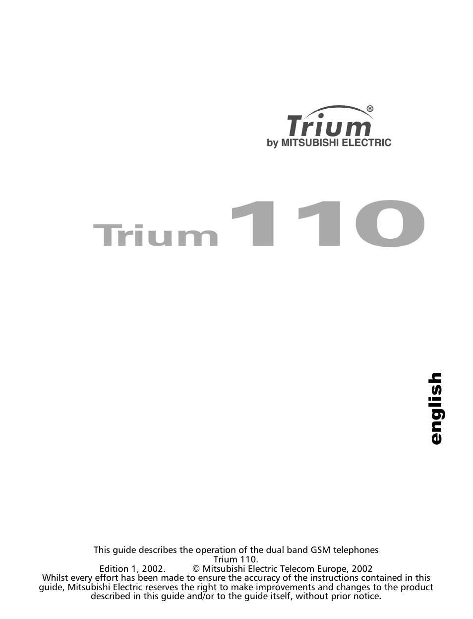 MITSUBISHI ELECTRIC Trium 110 User Manual | 64 pages