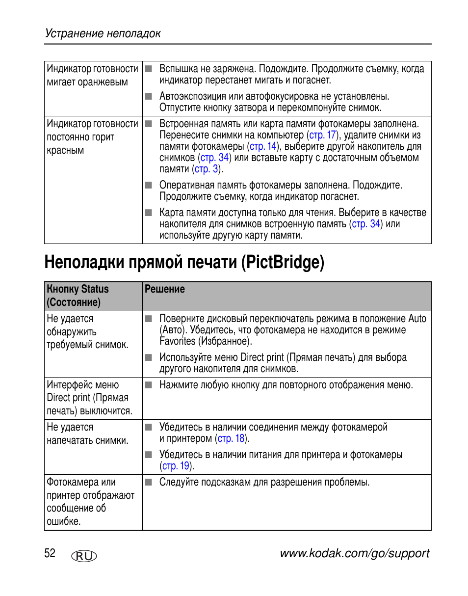 Неполадки прямой печати (pictbridge), Pictbridge) | Kodak C330 User Manual | Page 58 / 81