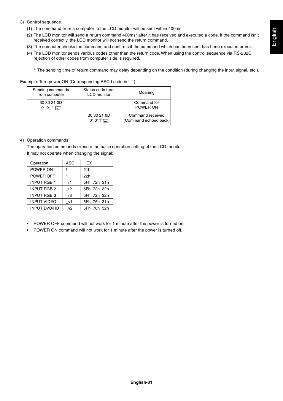 English | NEC LCD4000 User Manual | Page 33 / 37