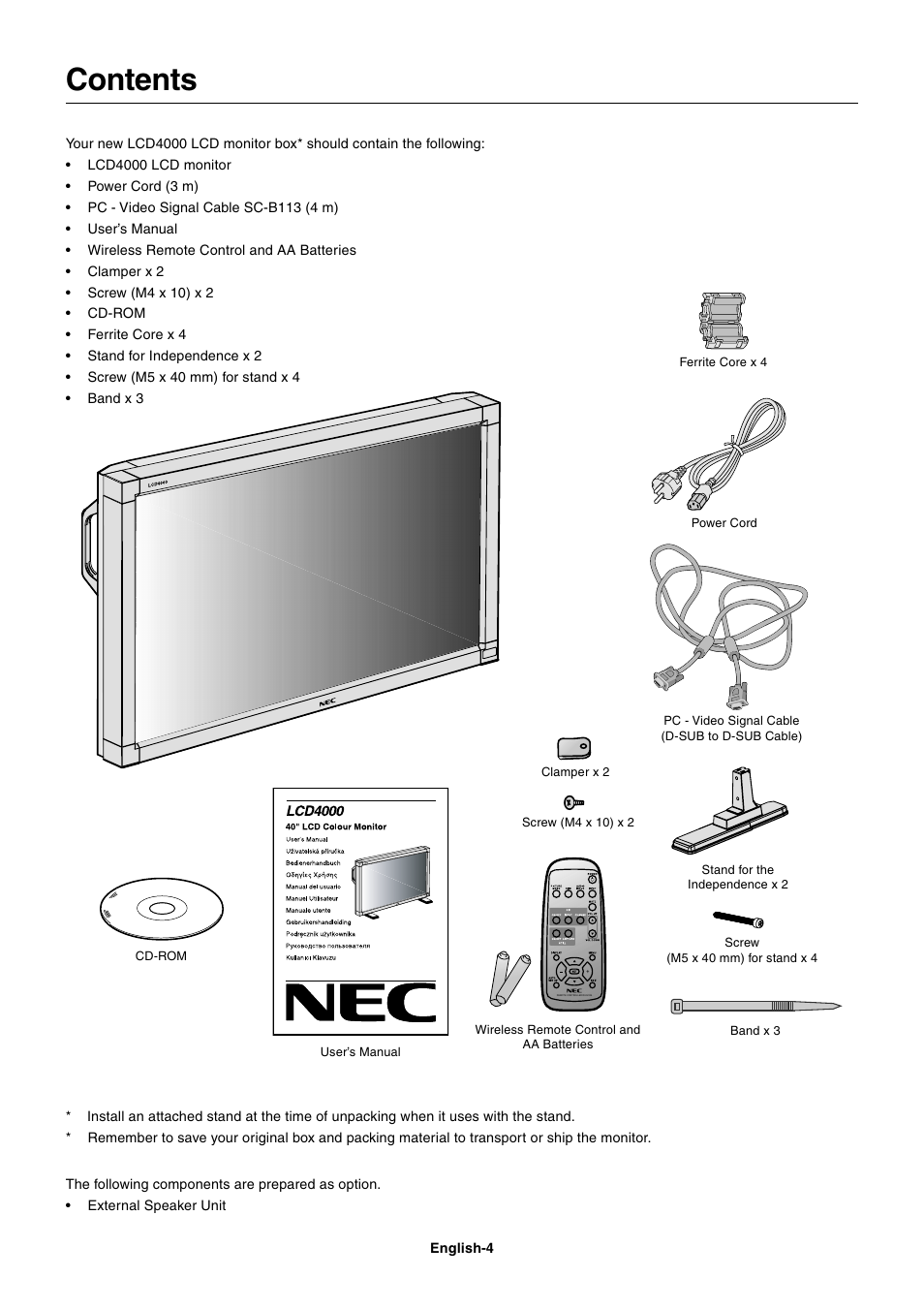 NEC LCD4000 User Manual | Page 6 / 37