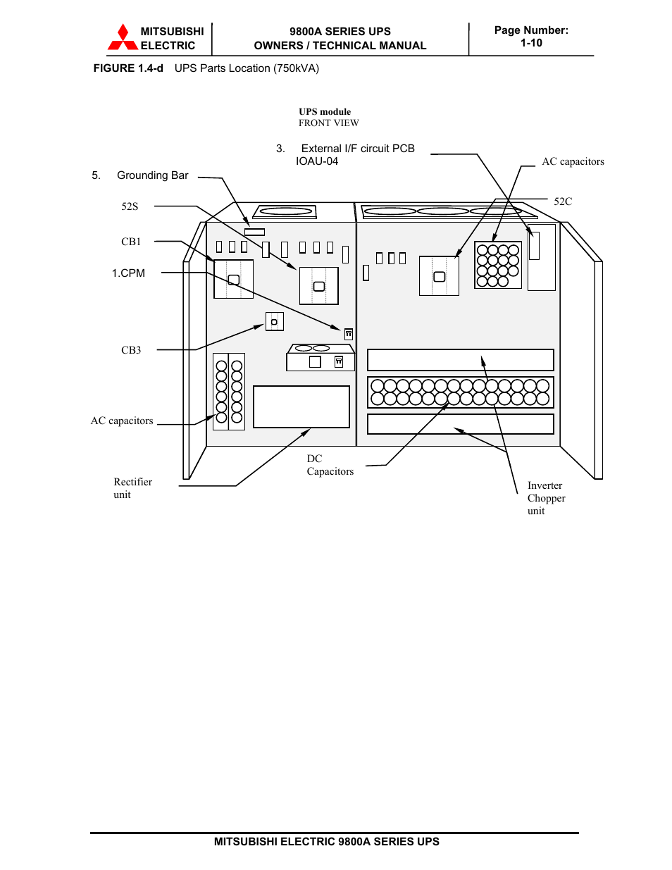 MITSUBISHI ELECTRIC 9800A SERIES UPS User Manual | Page 16 / 69