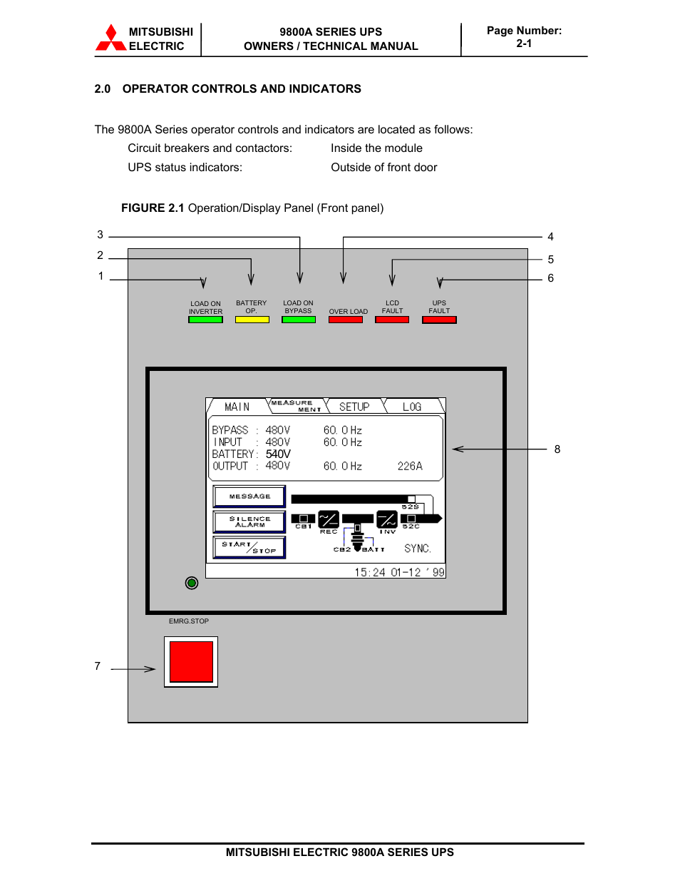 MITSUBISHI ELECTRIC 9800A SERIES UPS User Manual | Page 22 / 69