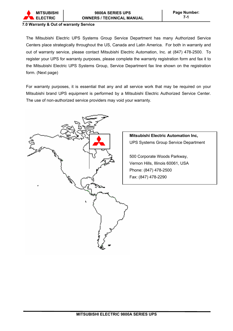 MITSUBISHI ELECTRIC 9800A SERIES UPS User Manual | Page 68 / 69