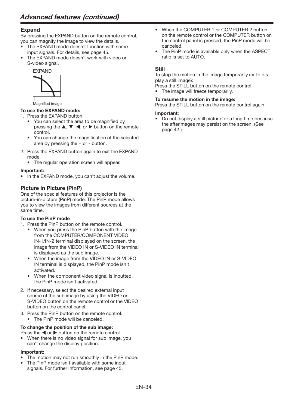 Advanced features (continued), En-34 | MITSUBISHI ELECTRIC WL639U User Manual | Page 34 / 47